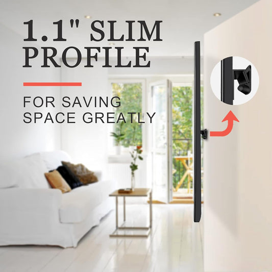 No Stud TV Wall Mount, Drywall Studless TV Hanger No Damage, No Drill, Non Screws, Flat Screen Easy Install Bar Bracket fits VESA 12-55 inch TVs up to 99 lbs, Include Hardware Levels - PuriLite