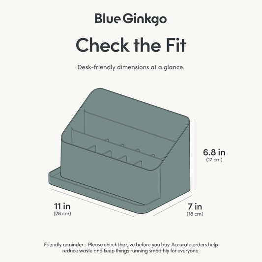 Green Desk Organizer Tray with 6 Compartments, Sloped Desktop Storage for Pens, Notes, Mail, and Office Supplies - PuriLite
