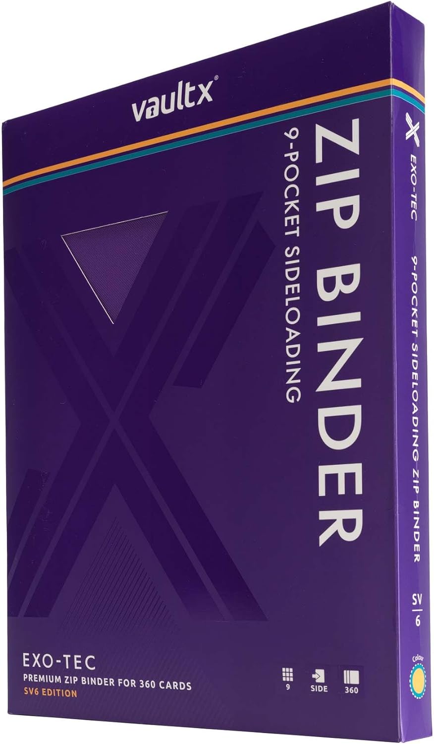 Vault X 12 Pocket Trading Card Zip Binder, 480 Cards, Compatible with Pokemon Scarlet & Violet Set, Exo-Tec Album Material, 20 Side-Loading Pages, Folder for Collectible TCG (SV1)