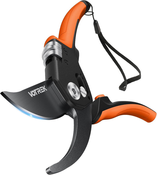 VOTREK Pruning Shears - 8.5" Heavy Duty Bypass Pruners for Gardening with Built-in Spring & SK5 Steel Blades - Ergonomic Adjustable Handle for All Hand Sizes, Garden Clipper Plant Scissors for Branch