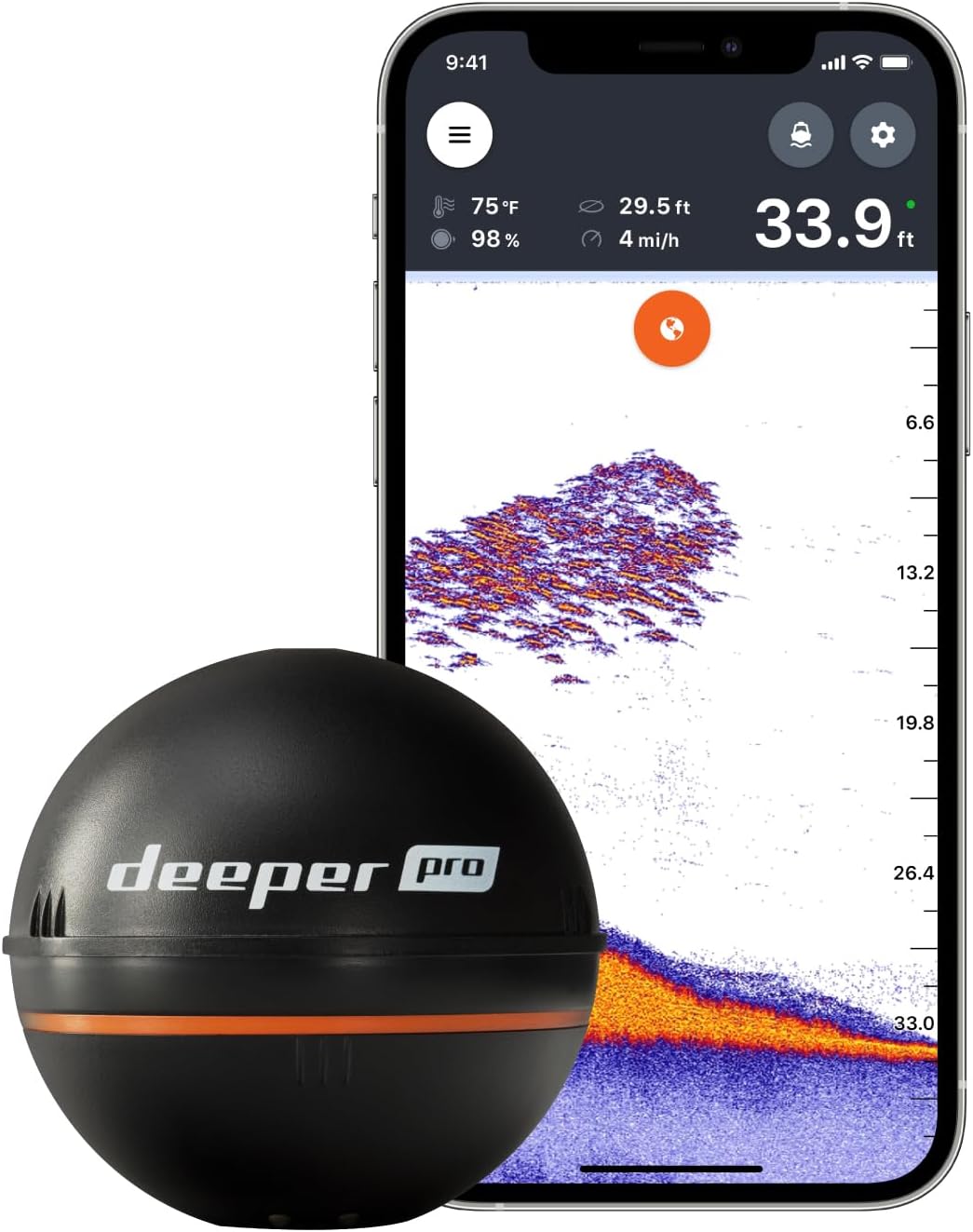 Deeper PRO Smart Portable Sonar - Wireless Wi-Fi Fish Finder for Kayak and Ice Fishing