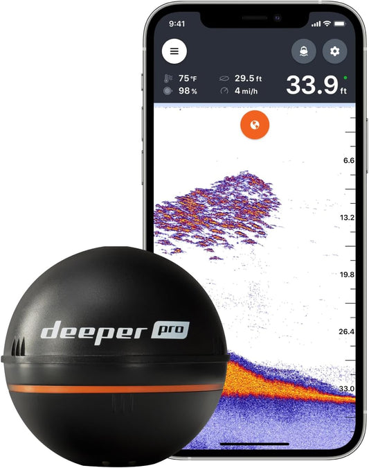 Deeper PRO Smart Portable Sonar - Wireless Wi-Fi Fish Finder for Kayak and Ice Fishing