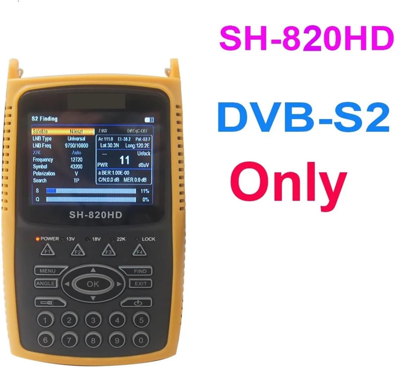SH-820HD 3.5inch Combo Satfinder Satellite Finder Meter H.265 HEVC DVB-S/S2/T/T2/C/CCTV HD Digital Signal Finder Meter(S2)