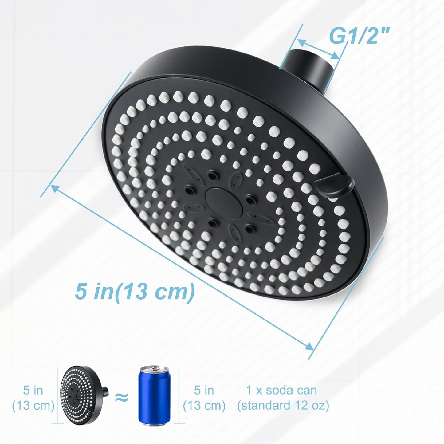 OFFO Shower Head, High Pressure Shower Head with 6 Mode, Fixed Showerheads for Strong Water Flow & Relaxing Shower Experience, Chrome