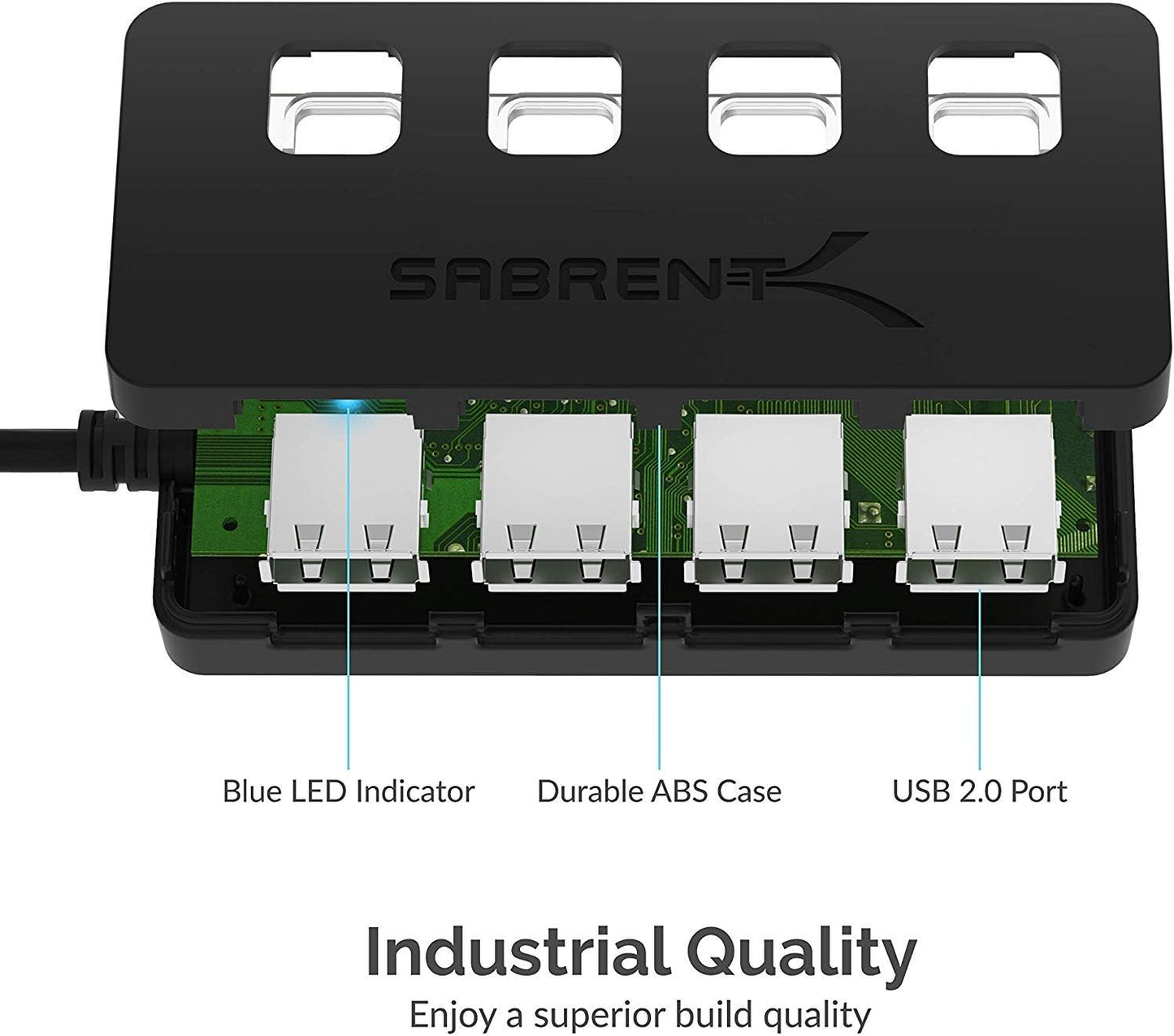 SABRENT USB hub, USB Adapter 2.0, 4 Port USB Extension with ON/Off switches, Multiple USB Splitter for SSD, PS4 PS5, PlayStation 5, Laptop, PC, Printer, MacBook, USB Stick, Notebook (HB-UMLS)