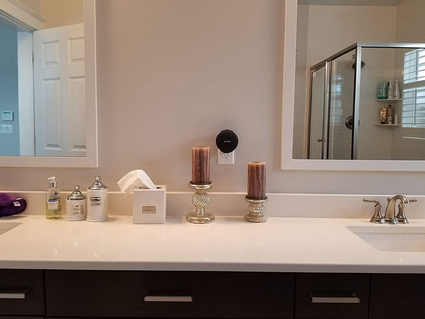 The Nest Mini Backpack 2nd Gen 2019: The Simplest and Cleanest Outlet Wall Mount Hanger Stand for NEW Google Nest Mini - No Cord Wrapping Required - Designed in USA (White)