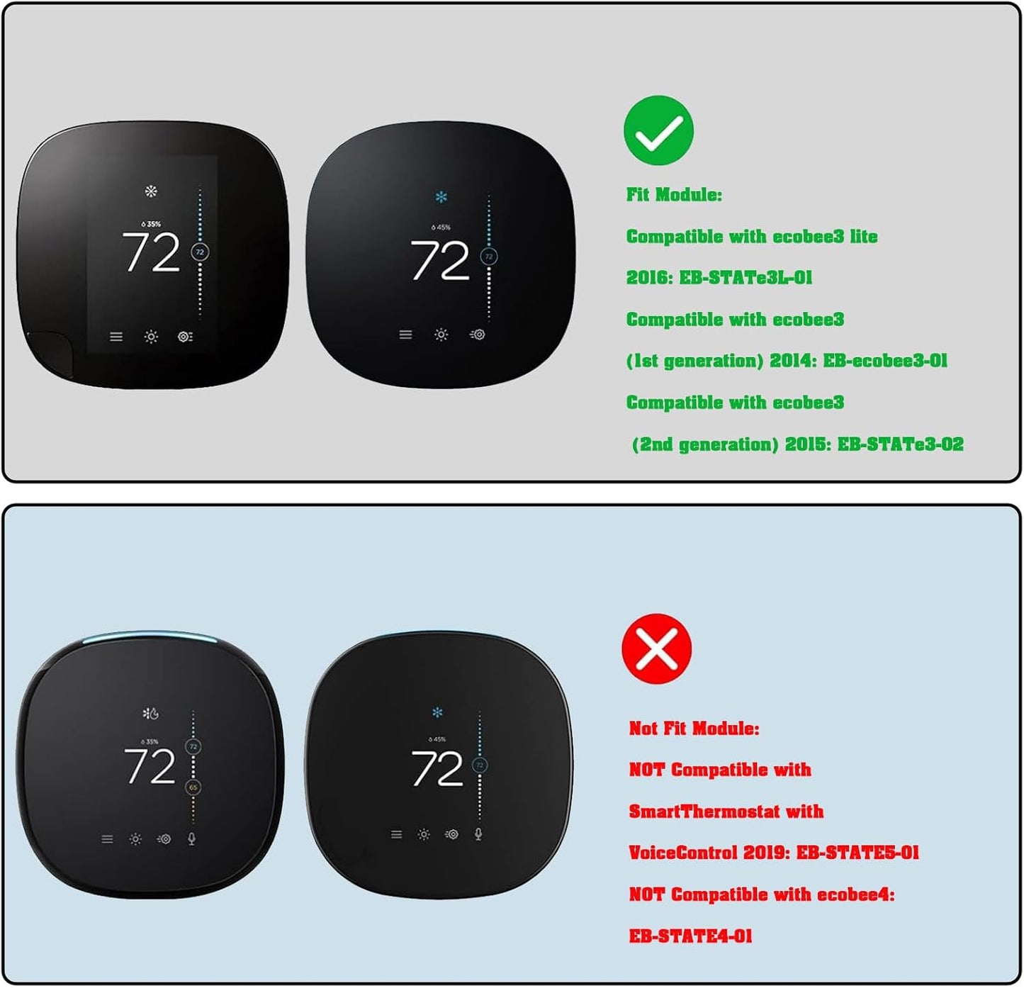 LT Easiyl Wall Plate Soft Silicone Wall Bracket Compatible with Ecobee3 Lite Compatible with Ecobee3 Smart Thermostat for Wall Plate Trim Wall Coverage
