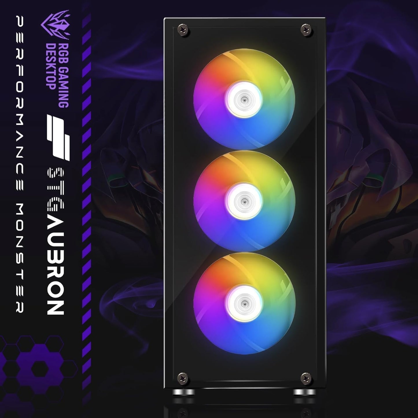 STGAubron Gaming PC Computer Desktop, GeForce RTX 2060 Super, Intel Core i7 8th up to 4.1GHz, 16G DDR4, 1T SSD, 600M WiFi, BT 5.0, RGB Fan x6, Windows 11 Home