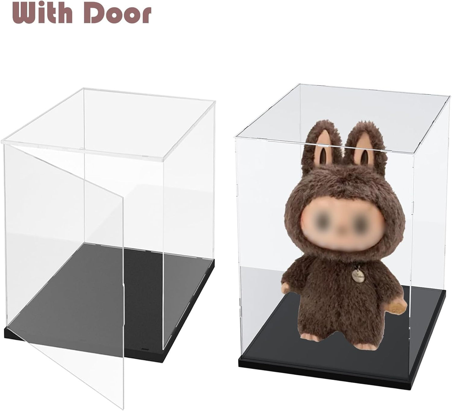Thickened Clear Acrylic Display Case for Lego 10330 43268 76450 42170 10295 10353 Collectibles, Transparent Box Dustproof Protection with Wood-Plastic Base & String Light, Black Inside 40x20x20cm