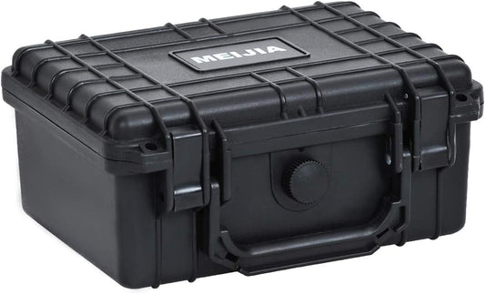 MEIJIA Portable Waterproof Protective Hard Case,Camera Case with Customizable Fit Foam Inserted, Elegant Black (9.17"x 7.56"x4.33")