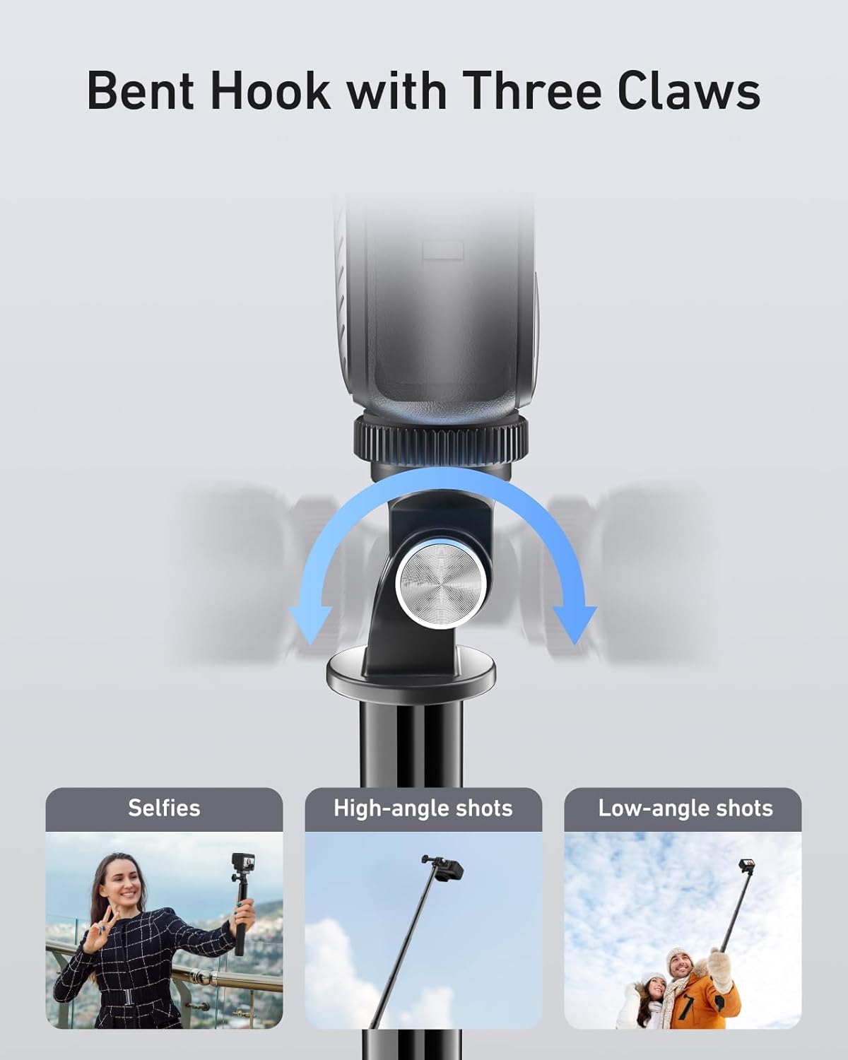 TELESIN 47" Extension Selfie Stick, Portable Smooth Handheld Invisible Monopod Pole for GoPro Hero 13 12 11 10 9/Insta360 X5 X4/DJI Osmo Pocket/AKASO Vlog Selfie Stick, Action Camera Accessories