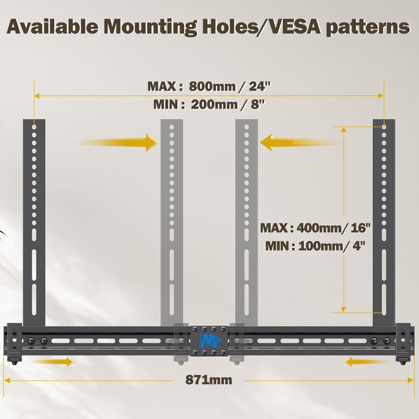 Mounting Dream Universal Sound bar Wall Mount, Soundbar Mounting Bracket Fits Most Samsung, Sonos, Bose, Vizio, Yamaha Soundbar with Holes/Without Holes, up to 20 lbs, Safe and Easy to Install MD5425