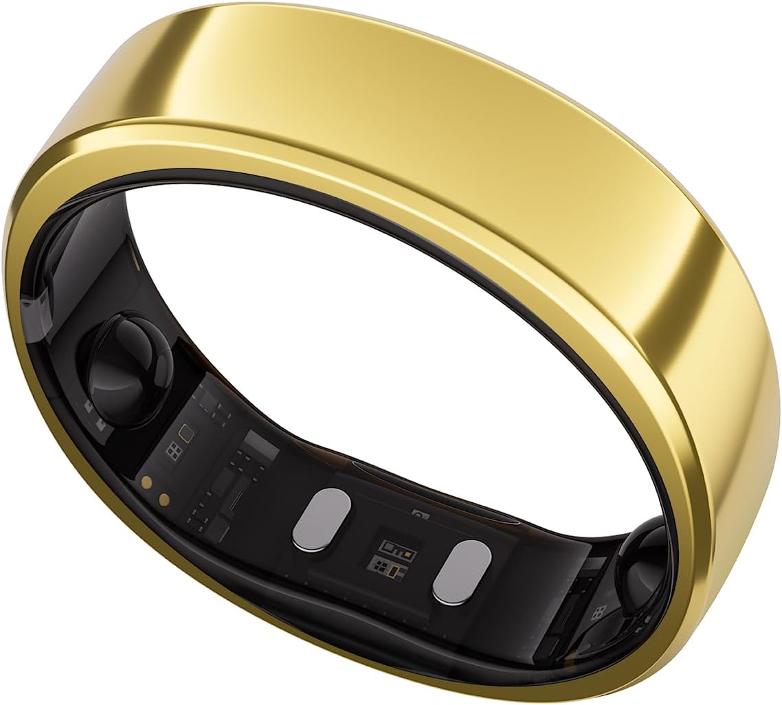 RingConn Gen 2 Smart Ring, No App Subscription, Size First with Sizing Kit, 12-Day Battery Life, Stress/Women's Health Tracker, Compatible with Android & iOS (Black, Size 8)