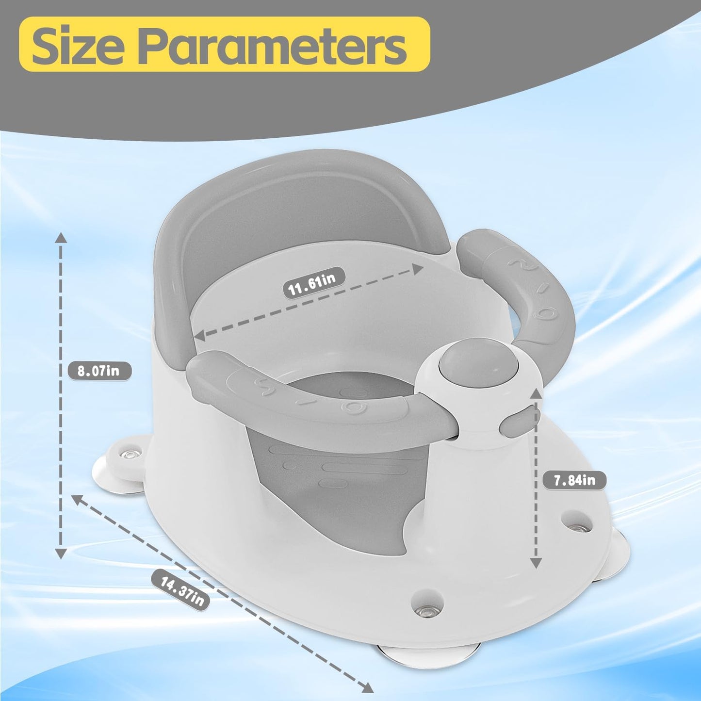 Baby Bath Seat for Babies 6 Months & Up, Bath Seats for Babies Sitting Up, Open Design Bathtub Seat for Baby, Non-slip, Compact Toddler Bath Seat.