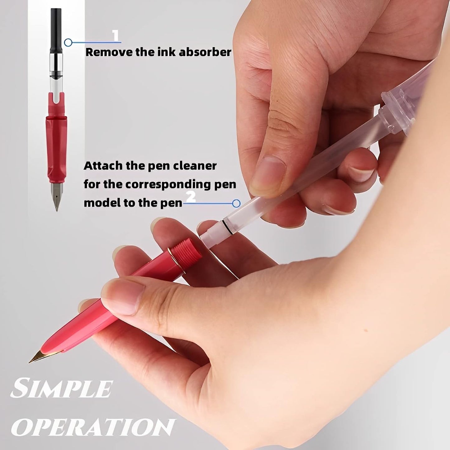 Fountain Pen Cleaning Kit,New Efficient Pen Nibs Cleaner,Suitable for Cleaning Fountain Parker,Lamy,Platinum,Sailor,Pilot-4.9mm