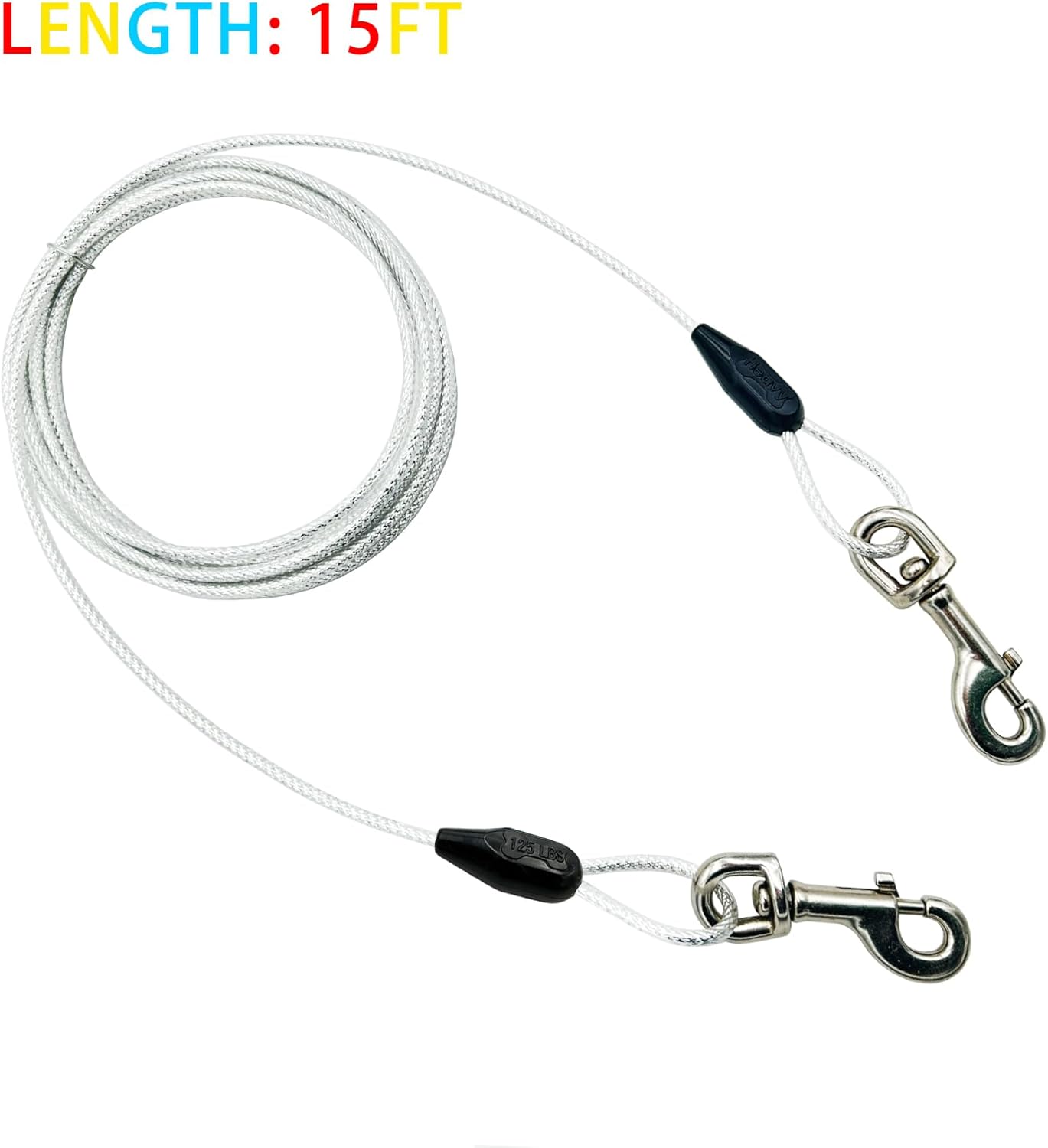 Petest 25ft Reflective Tie-Out Cable for Small Dogs Up to 35 Pounds