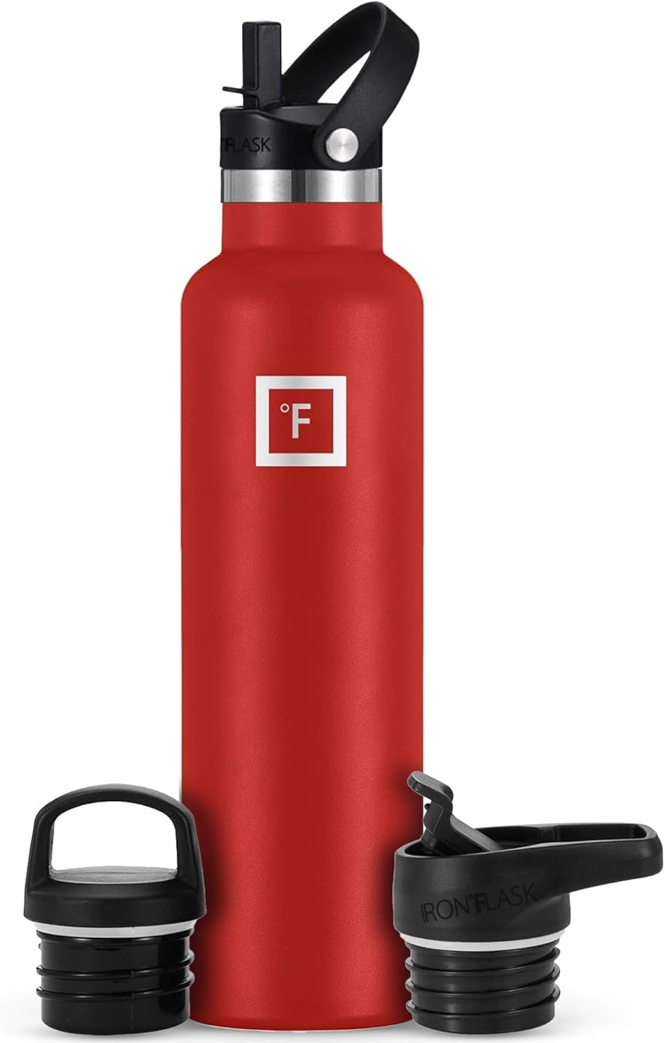 Camping & Hiking Hydration Canteens - 24oz 3 Lids (Narrow Straw/Spout Lid) Leak Proof Vacuum Insulated Stainless Steel - Hot & Cold Double Walled Sports Water Bottle