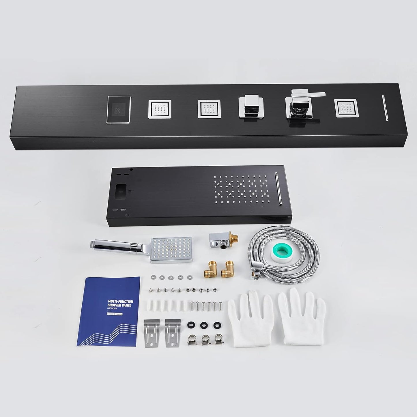 LED Shower Panel Tower System Black, MENATT 304 Stainless Steel 5-Function Shower Panel Rainfall Waterfall Shower Rain Massage System with Body Jets