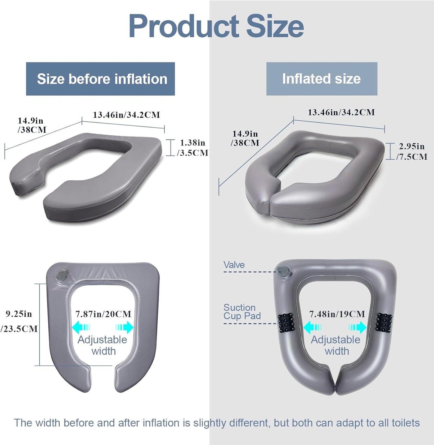 Comfort Adjustable Raised Toilet Seat for Post-Surgery, Pregnant, Seniors & Recovery - Easy Clean & Durable Supports 220lb,(16x14x2.5 in)