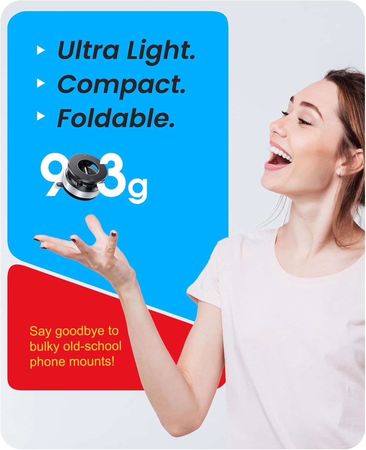 Jononser Vacuum Magnetic Suction Cup Phone Mount for Magsafe, 360° Adjustable Magnetic Phone Holder, Pocket Size Foldable Portable Cell Phone Holders for Your Car for All Smartphones & All Car Models