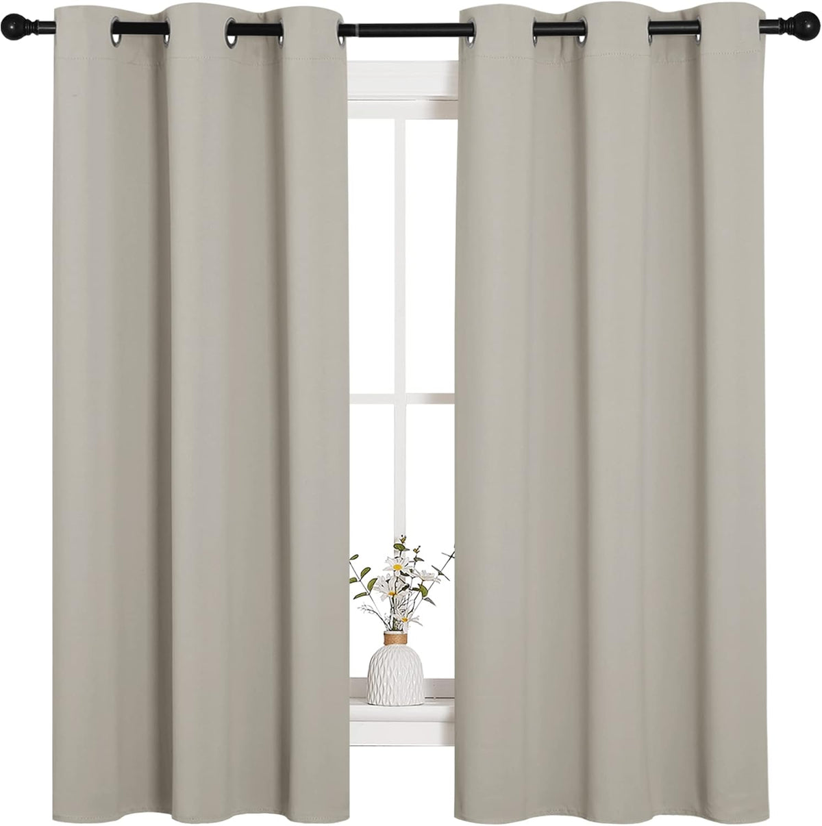 NICETOWN Blackout Curtains 2 Panels for Bedroom- Thermal Insulated Grommet Blackout Curtains 63 Inches Long for Living Room/Kitchen Rideaux occultants (2 Panels, W42 x L63 -Inch,Grey) - PuriLite