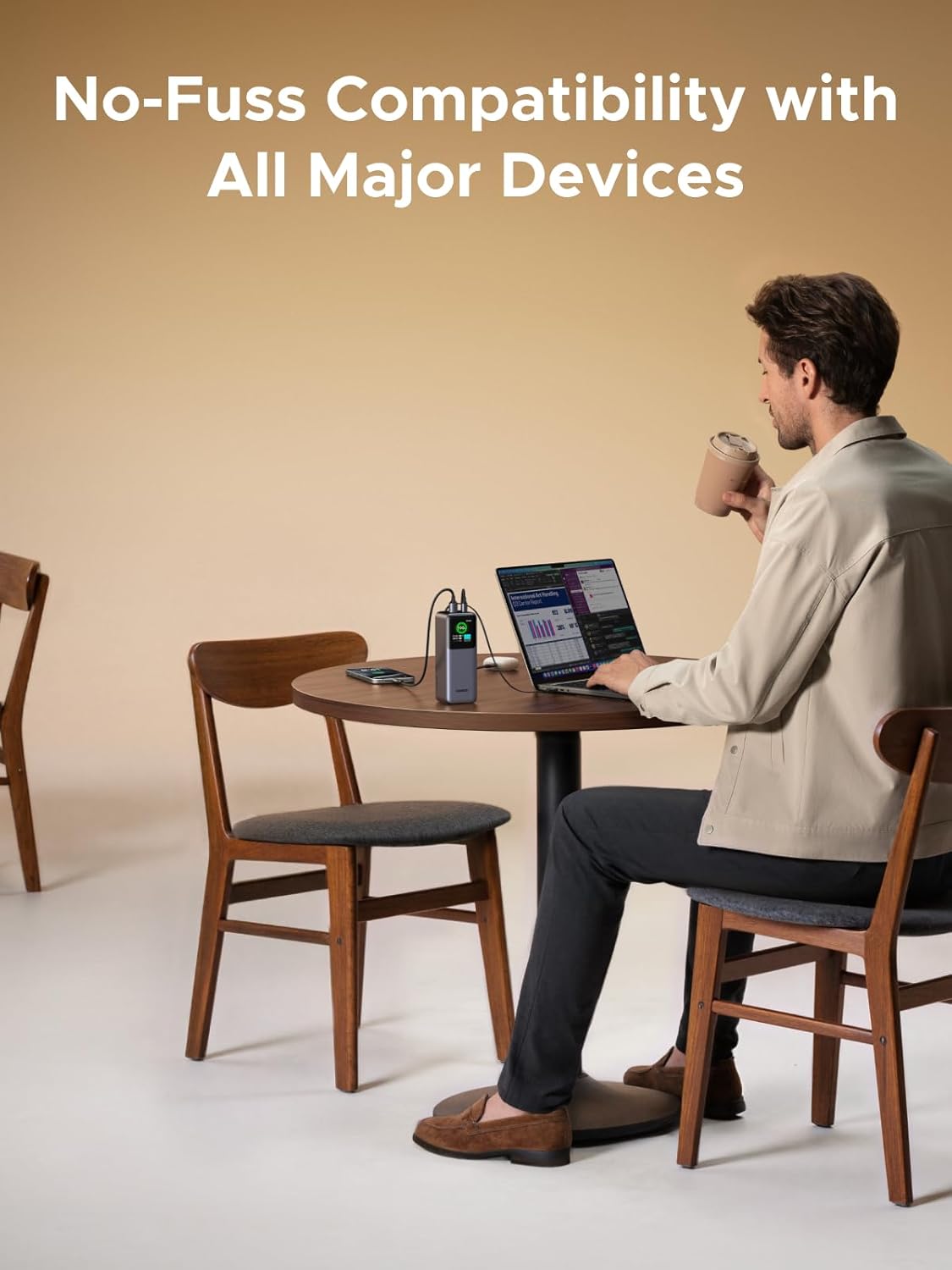 UGREEN 20,000mAh Laptop Power Bank for MacBook, Built-in and 100W Retractable Cables, 165W Portable Charger for Multi-Device Charging, Smart Digital Display, for iPhone 16/15 Series, Samsung, and More