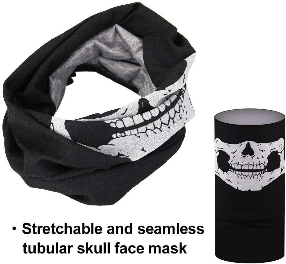 ZKSM 3 PCS Skull Mask Breathable Skull Face Masks Black Seamless Skull Balaclava Mask for Motorcycle Bike Hiking Ski Halloween