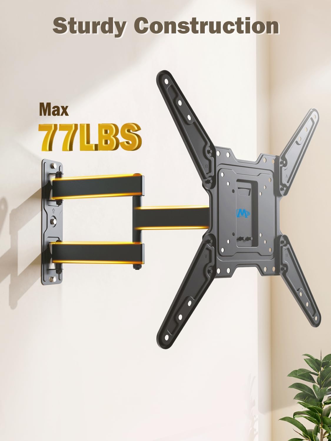 Mounting Dream TV Mount for Most 26-55 Inch TVs, Full Motion TV Wall Mount with Perfect Center Design on Single Stud Articulating Mount Max VESA 400x400mm up to 77 LBS, MD2413-MX