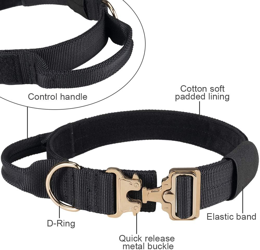 EXCELLENT ELITE SPANKER Tactical Dog Collar Nylon Adjustable K9 Collar Military Dog Collar Heavy Duty Metal Buckle with Handle(Coyote Brown-XL)