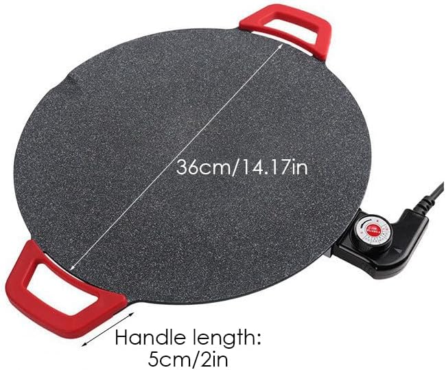 Electric Griddle - Smokeless Electric BBQ Grill Baking Trays, Nonstick Cooking Griddle Pan Pancake Maker with Handles, Medical Stone Coating 5 Level Temperature Control, Rapid Heat Up 14.2 Inches