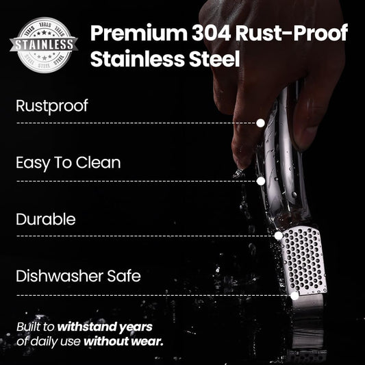 Gourmet Easy Lifetime Replace Garlic Press, No Need to Peel, Fine & Coarse Detachable Design for Easy Cleaning, Ergonomic Handle for Effortless Press, Stainless Steel Rust-Resistant, Dishwasher Safe
