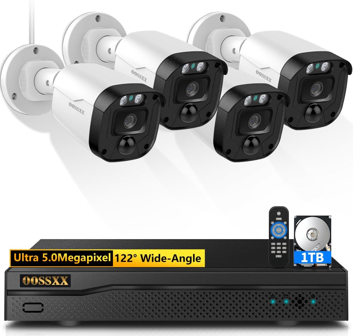 (Full HD 5MP Definition) Outdoor Wired Security Camera System Surveillance Cameras CCTV Camera for Home Security System DVR Systems