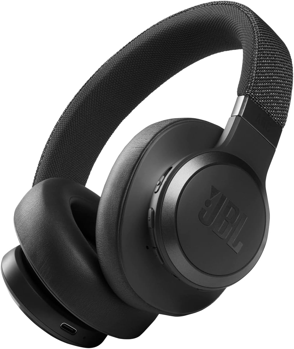 JBL Live 770NC - Wireless Over-Ear Headphones with True Adaptive Noise Cancelling with Smart Ambient, Up to 65 Hours of Battery Life, Comfort-fit Fabric Headband & Carrying Pouch (Black)