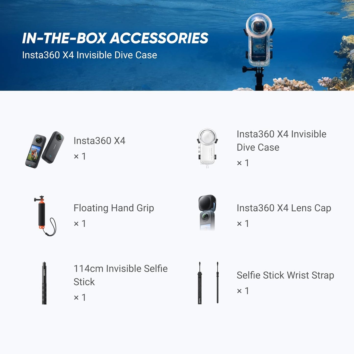 Insta360 X4 Endurance Bundle - 8K Waterproof 360 Action Camera, 4K Wide-Angle Video, Invisible Selfie Stick, Removable Lens Guards, 135 Min Battery Life, AI Editing, Stabilization, for Sports, Travel