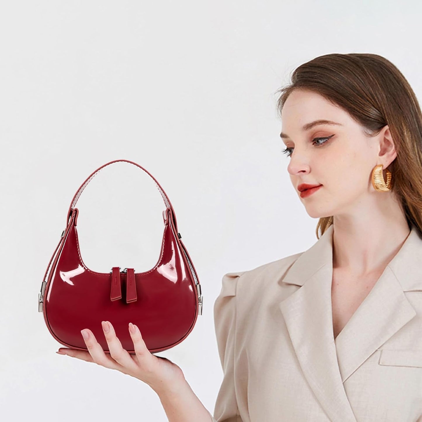 Prpeko Shoulder Bag Crescent Retro Y2k Hobo Handbags 90s Underarm Purse Bag Fashion Clutch Purses for Women