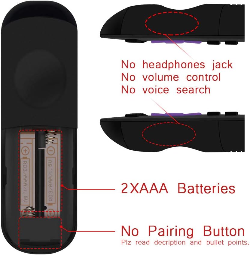 Gvirtue Replacement Lost Remote Control Compatible with Roku 1 Roku 2 Roku 3 Roku 4 (HD LT XS XD) Roku Express Roku Premiere Roku Ultra