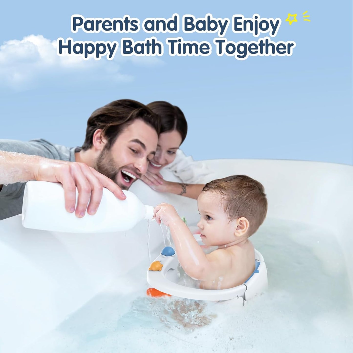 Baby Bath Seat for Babies 6 Months & Up, Non-Slip with Suction Cups, Safe & Comfortable Infant Bath Seat for Bathtub, Grey