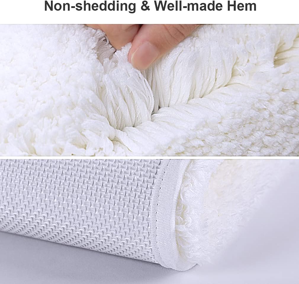 Bathroom Rugs Set 2 Pieces - Bath Rugs Ultra Soft Absorbent Non-Slip Fluffy Thick Microfiber Cozy Bath Mats Set for Tub Shower Bathroom Floors Accessories, 20"x32" & 16"x24" Set of 2 (Beige)