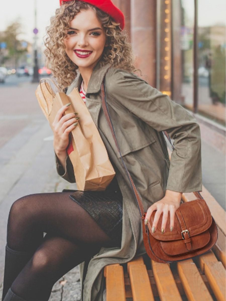 Crossbody Bags for Women Small Over the Shoulder Saddle Purses and Boho Cross body Handbags,Vegan Leather