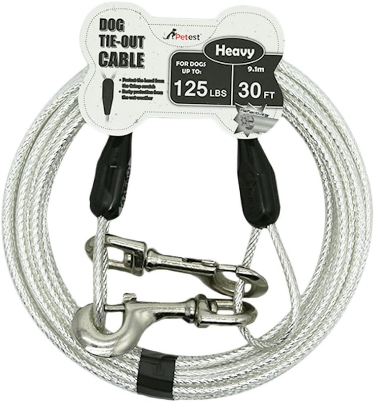 Petest 25ft Reflective Tie-Out Cable for Small Dogs Up to 35 Pounds
