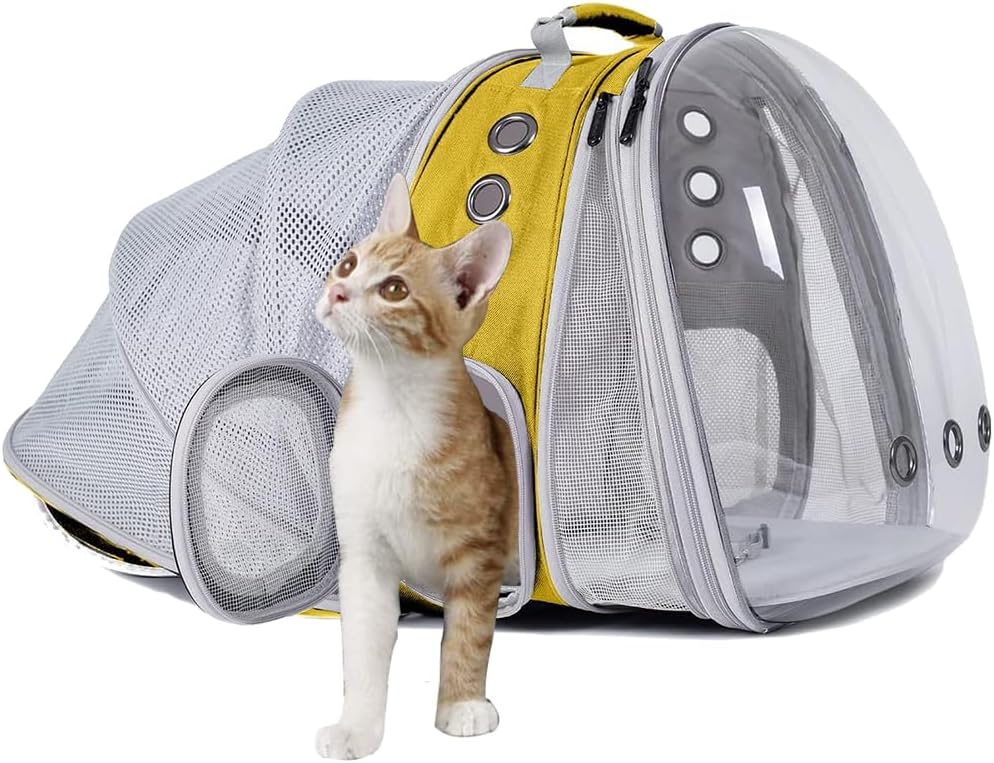 LAIRIES Dual Expandable Cat Backpack Carrier Front & Back Extension Pet Backpack Carrier, Fit up to 20 lbs, Bubble Capsule Dog Backpack Travel, Hiking & Outdoor Backpack (CL-Star Blue, Dual Extension)