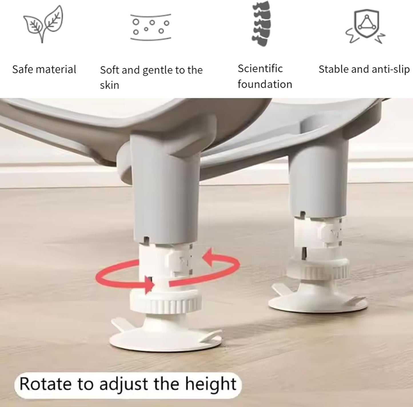 Baby Bathtub, Adjustable Soft Non Slip U Shaped Drainage Baby Bath Support With Suckers For Babies 0-12 Months Home Use