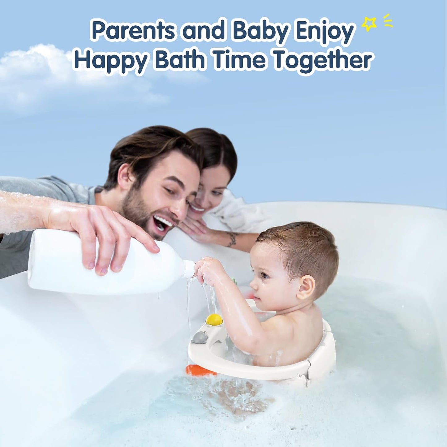 Baby Bath Seat for Babies 6 Months & Up, Non-Slip with Suction Cups, Safe & Comfortable Infant Bath Seat for Bathtub, Grey