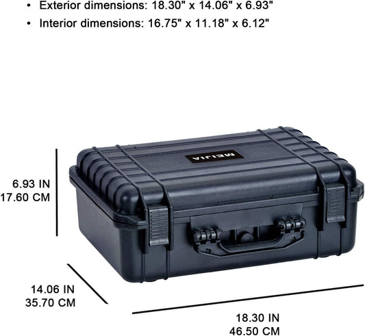 MEIJIA All Weather Portable Waterproof Hard Case,Camera Case with Customizable Fit Foam, Perfectly Protection of Camera, Drones,Pistols,Lens,Equipments,18.5 x14.06x6.93inches - PuriLite