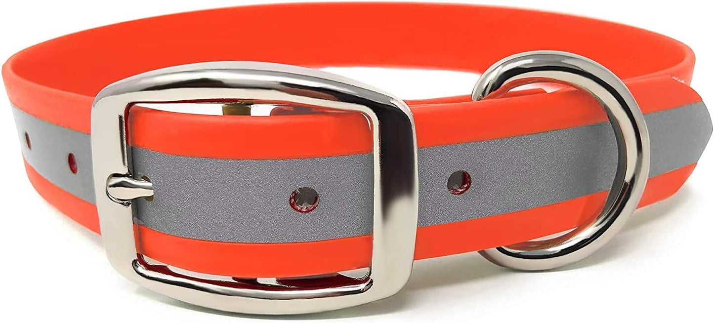 Regal Dog Products Heavy Duty Reflective Dog Collar – Adjustable and with Durable Metal Buckle and Rings Anti-Odor, chew Resistant, Waterproof Dog Collar for Small Medium and Large Dogs (Large, Pink)