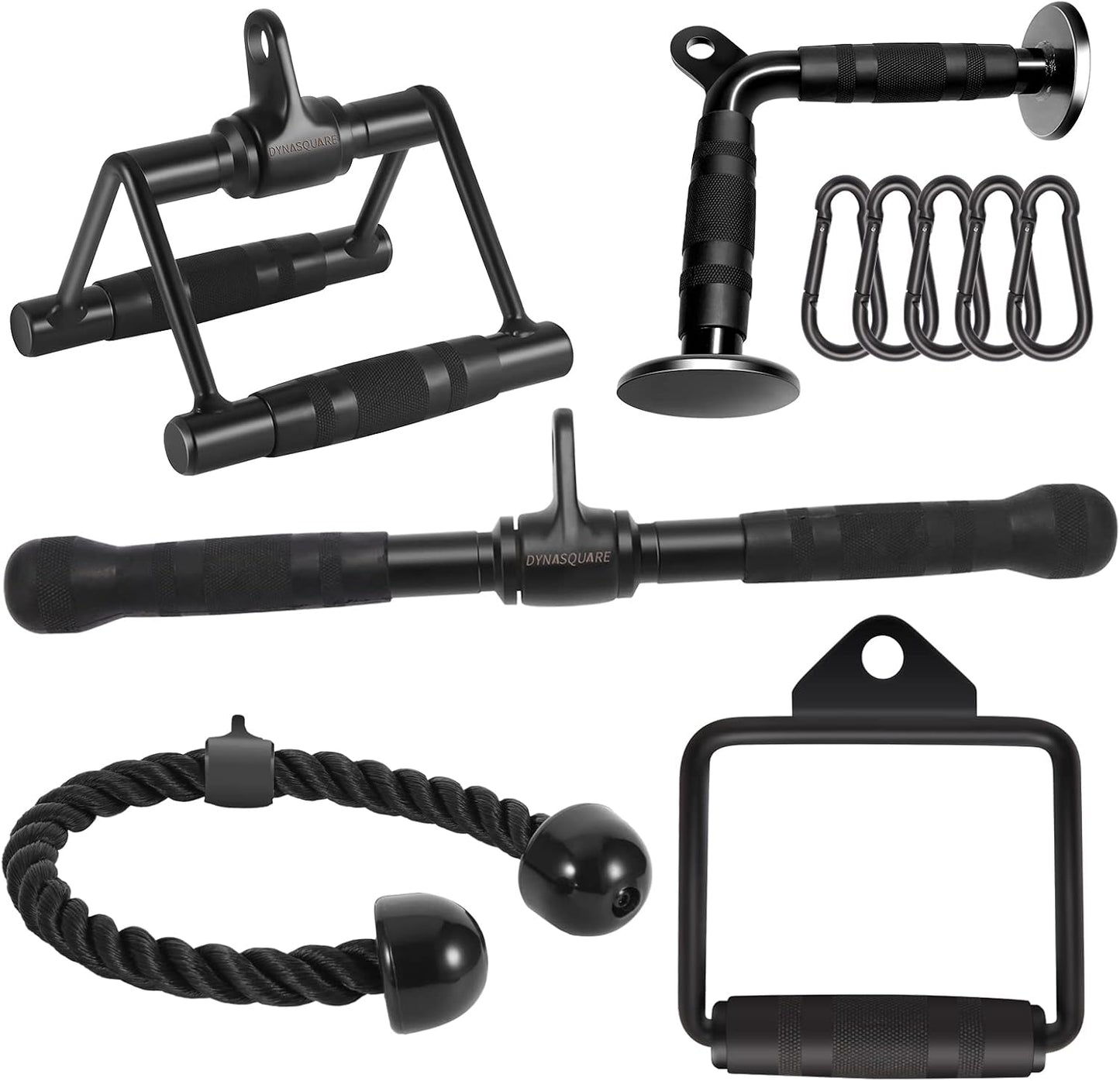 Cable Attachments for Home Gym, LAT Pulldown Attachment, Weight Machine Accessories, Straight Pull Down Equipment, V-Shaped Press Down Bar, Tricep Rope, Exercise & Double D Handle