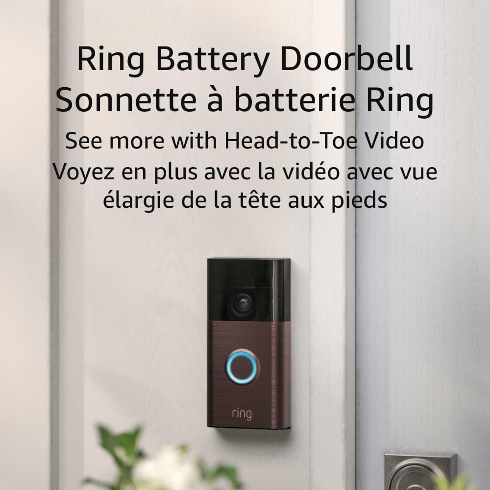 Ring Battery Doorbell — Head-to-Toe Video, Live View with Two-Way Talk, and Motion Detection & Alerts (newest model), Venetian Bronze