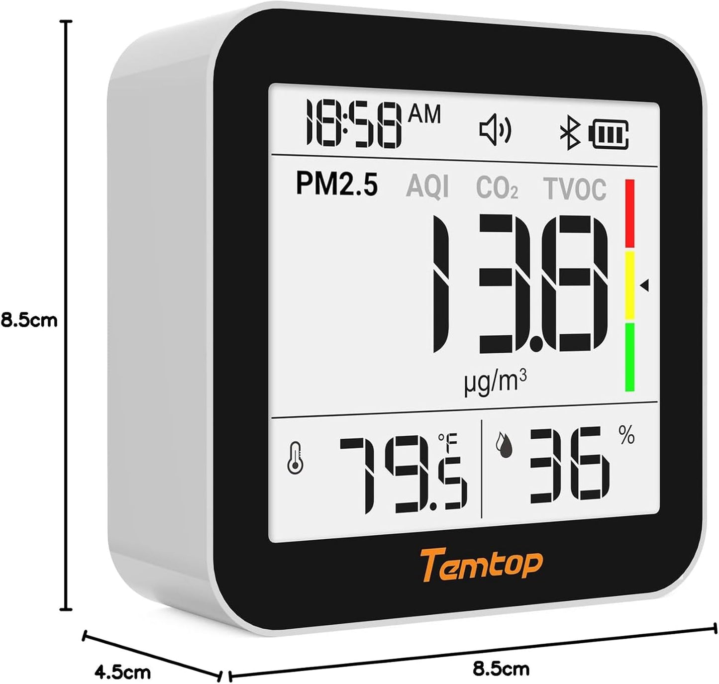 Temtop Air Quality Monitor Indoor with PM2.5, AQI, tVOC, CO2 Monitor, Temperature & Humidity Monitoring,Connectivity with App(M10 Plus)