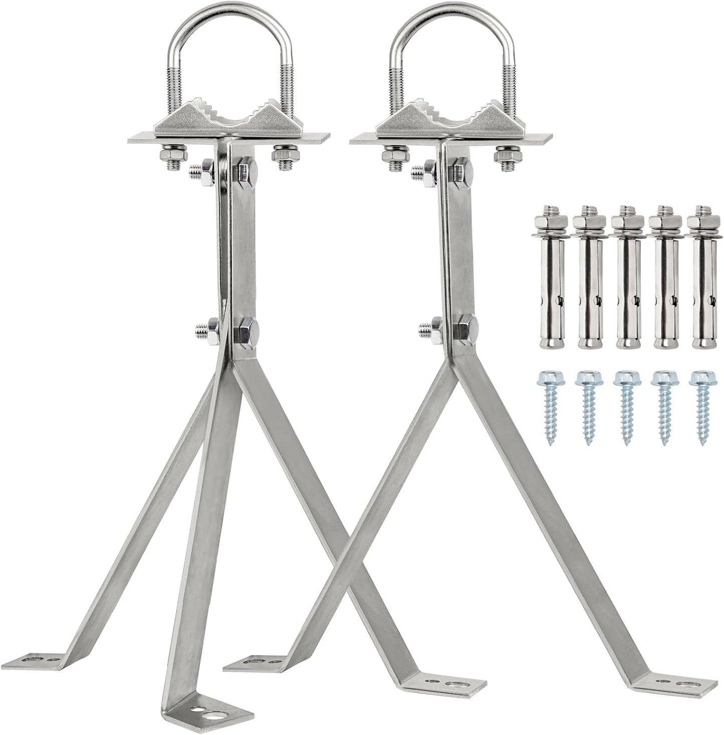 XRDS-RF 16 Inch Heavy-Duty Wall Mount Stand Off Mast for TV Antenna - Windproof Mounting Bracket (2-Leg + 2-Leg)