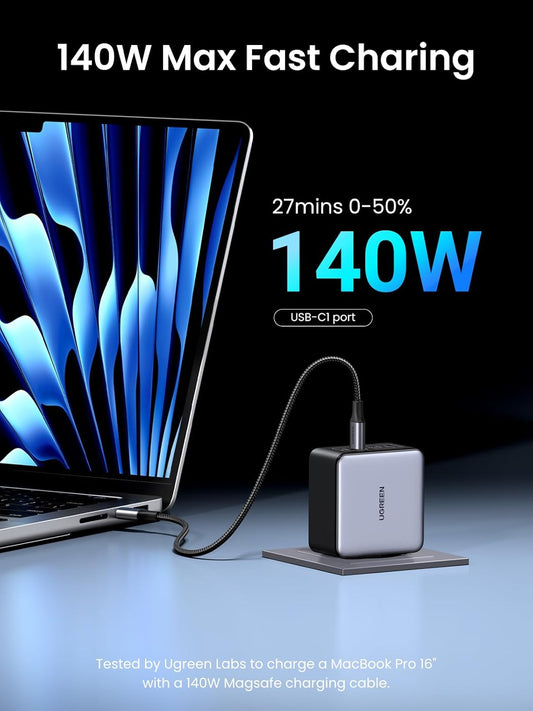 UGREEN 160W USB C Charger Nexode X Series, 4-Port PD 3.1 PPS Compact Fast GaN Foldable Wall Charger for MacBook Pro/Air, Dell XPS, iPhone 15 Pro/14, iPad Pro, Galaxy S24/S23, Pixel 8, Steam Deck - PuriLite